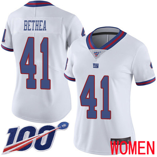 Women New York Giants 41 Antoine Bethea Limited White Rush Vapor Untouchable 100th Season Football NFL Jersey